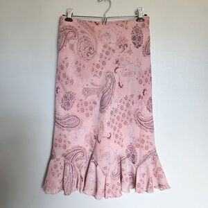 La Belle Vintage Pink Paisley Ruffle Midi Skirt Coquette Whimsigoth Y2K 7